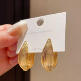 Textured Leaf Shaped Petal Hoop Earrings